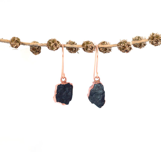 Large Black Tourmaline Short Dangly Earrings