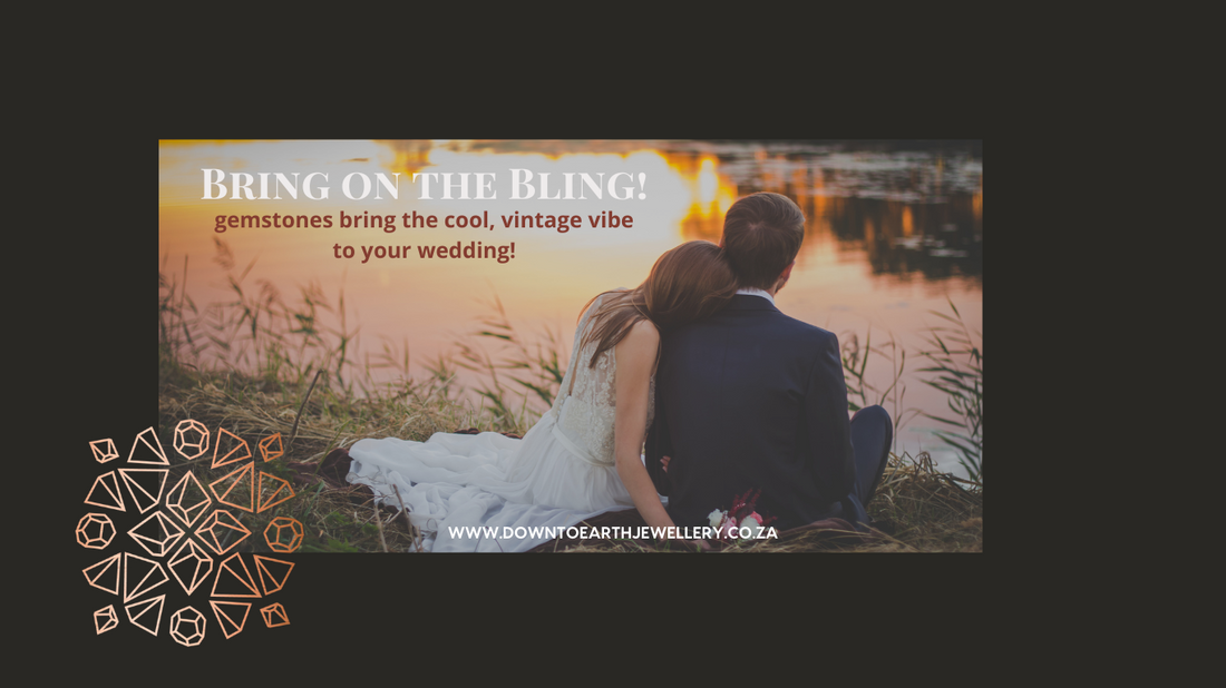 an image of a boho inspired bride and groom overlooking a lake in the sunset