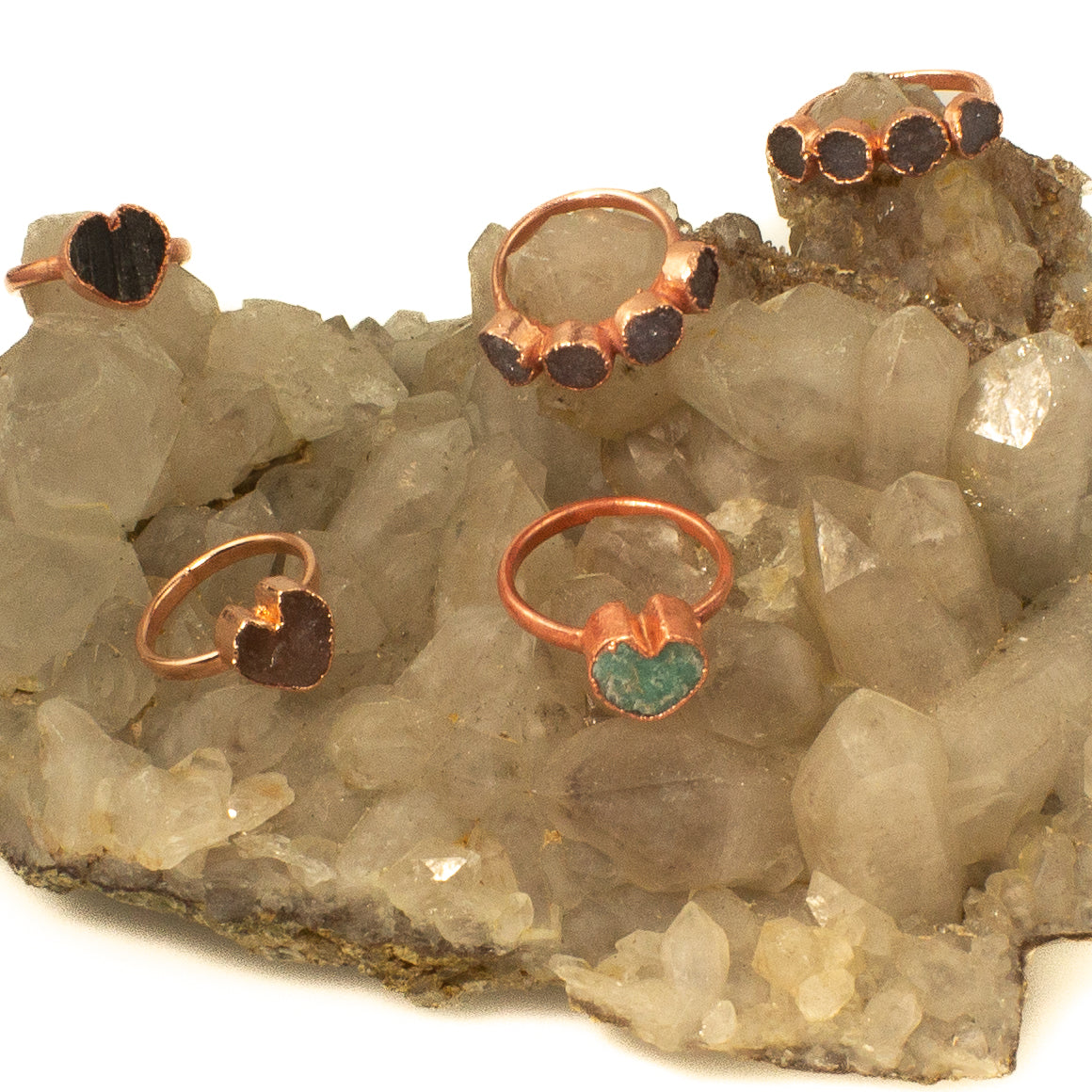 Small Heart and Druzy Eternity Ring Combo Special