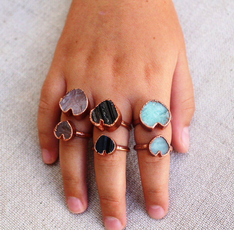 Gemstone Heart Rings