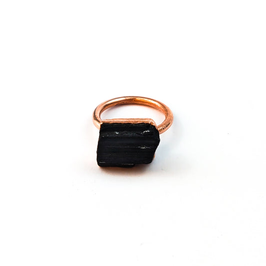 Large Black Tourmaline Solitaire Ring