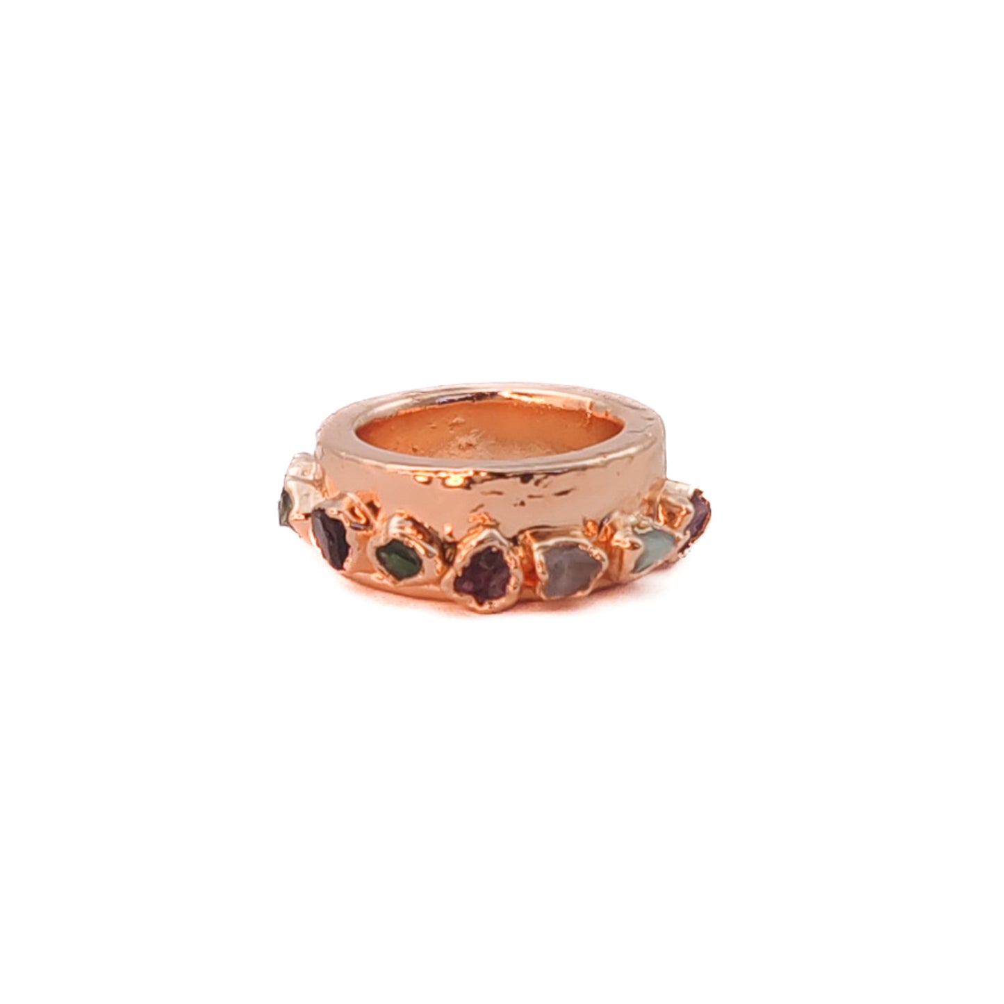 Chosen Stones Flat Hammered Ring