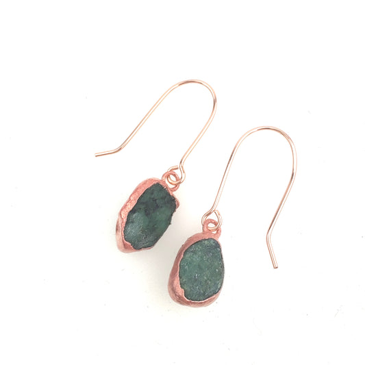 Large Emerald Short Dangly Earrings (May birthstone)