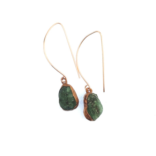 Large Emerald Long Dangly Earrings (May Birthstone)