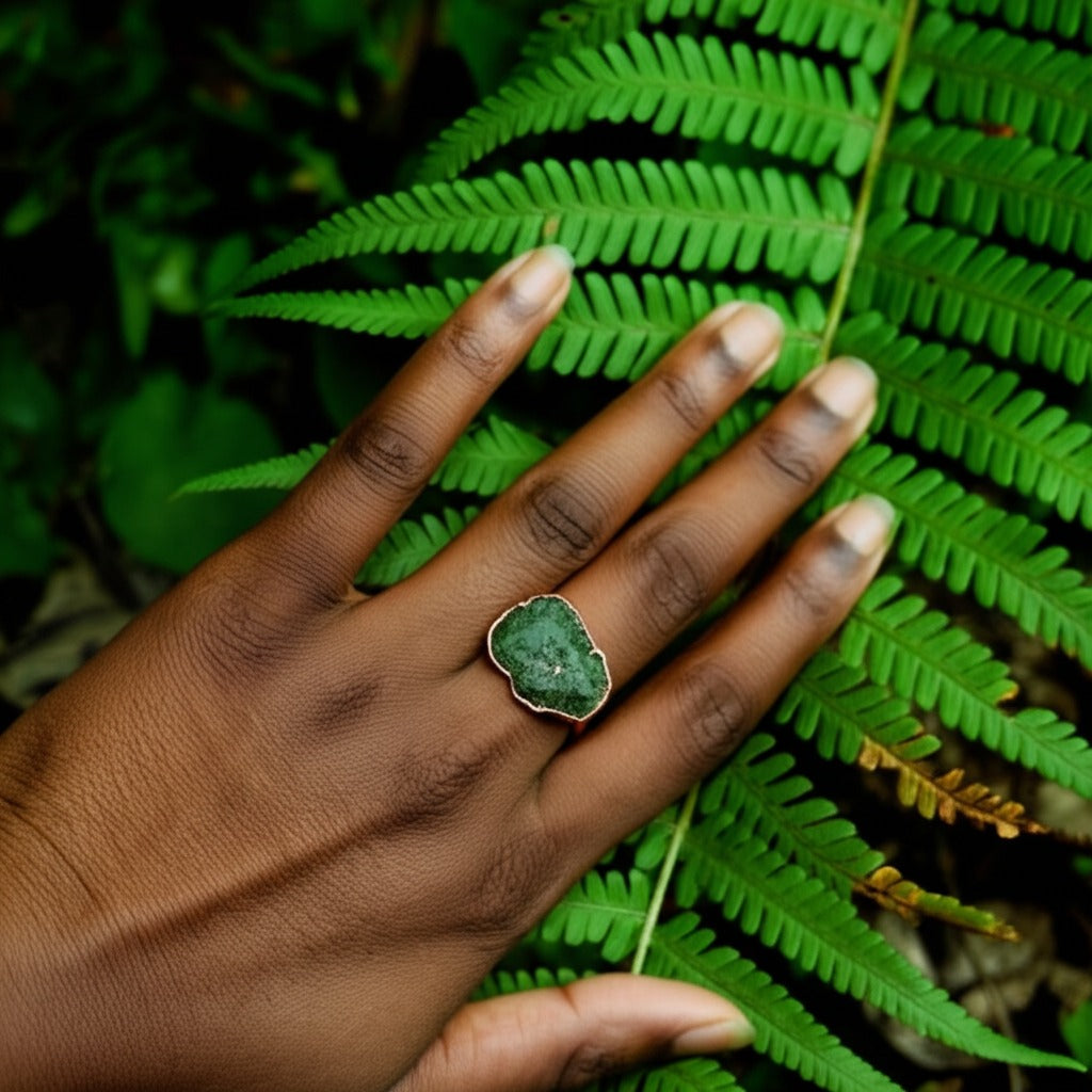 X Large Emerald Solitaire Ring, Horizontal (May Birthstone)