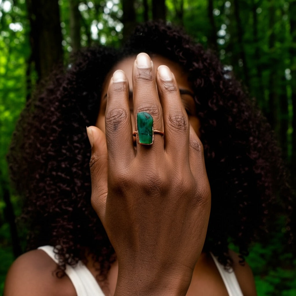 X Large Emerald Solitaire Ring, Vertical (May birthstone)