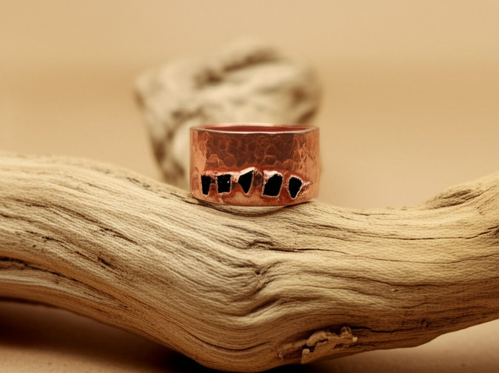 Chosen Stones Flat Hammered Ring