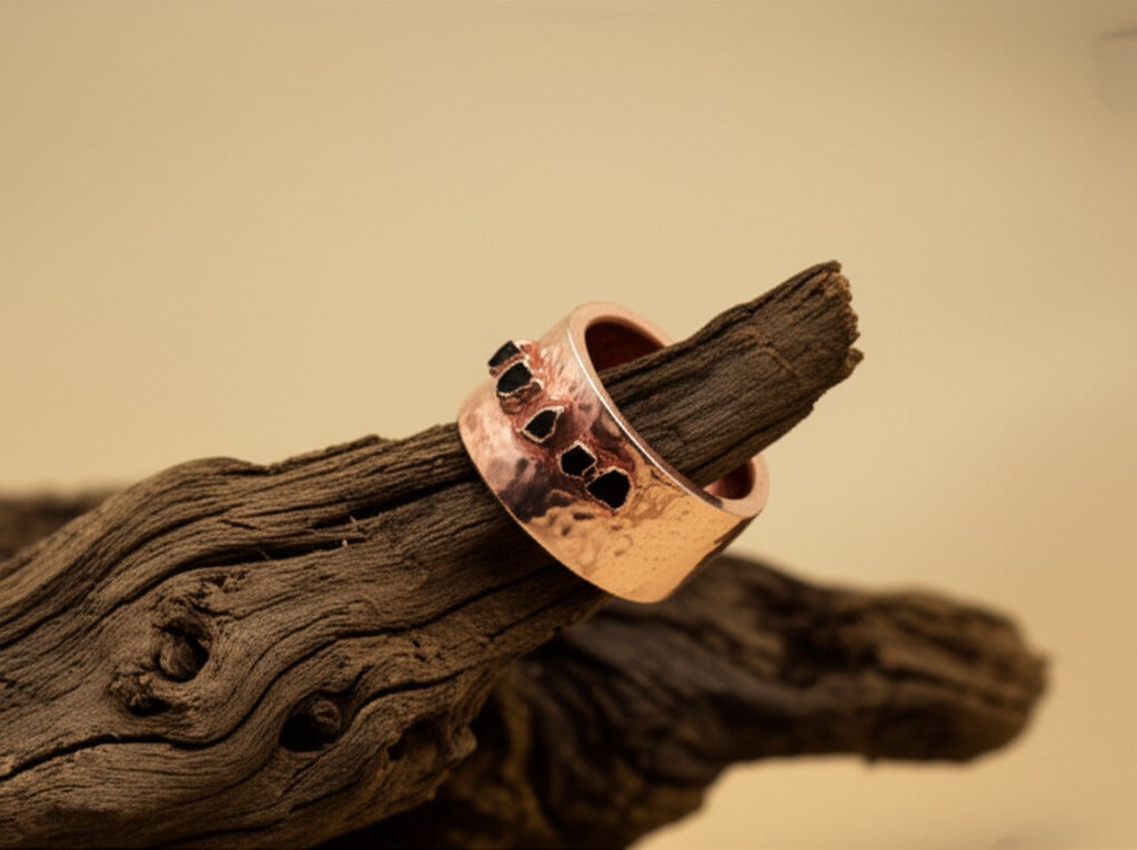 Chosen Stones Flat Hammered Ring