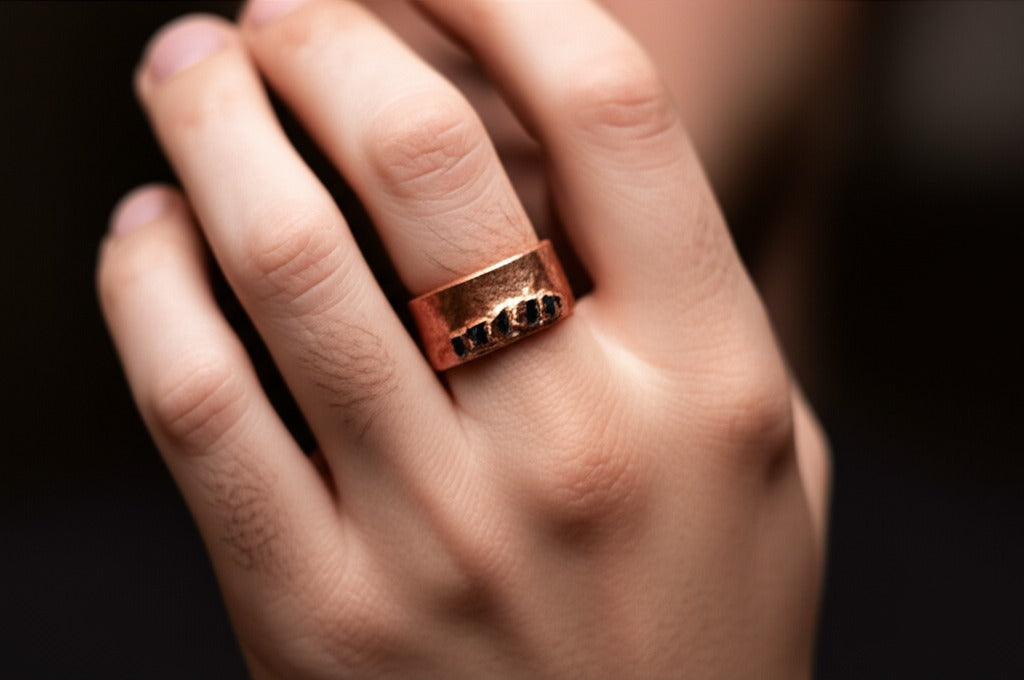 Chosen Stones Flat Hammered Ring