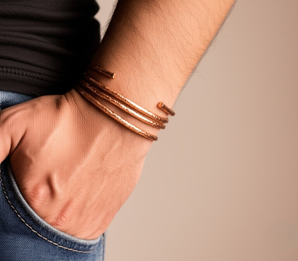 Round Hammered Cuff Bracelet