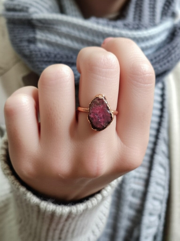 X Large Ruby Ring, Vertical