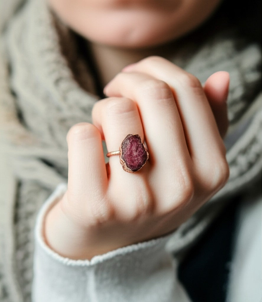 X Large Ruby Ring, Vertical