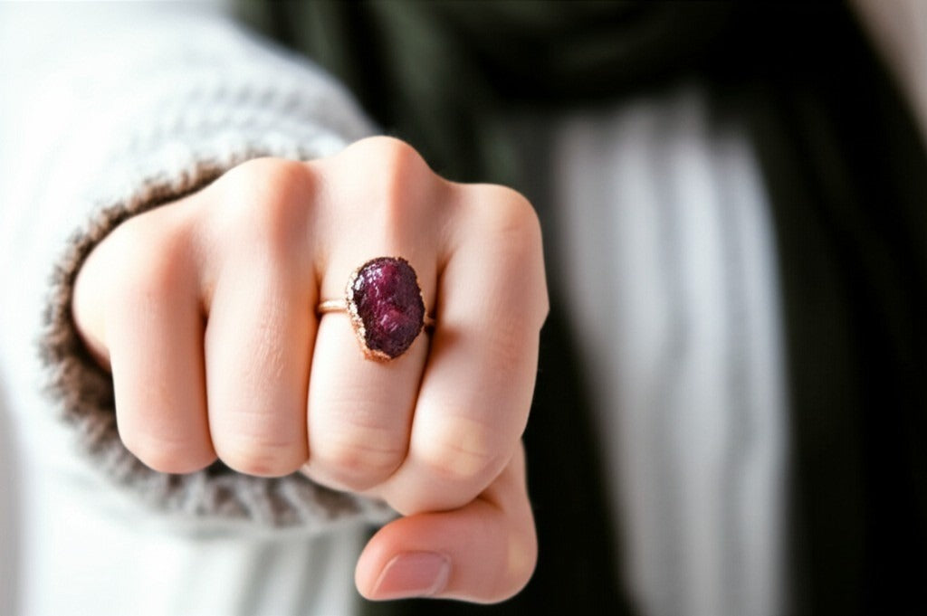 X Large Ruby Ring, Vertical