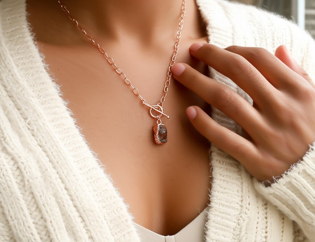 Large Ruby Toggle Clasp Necklace