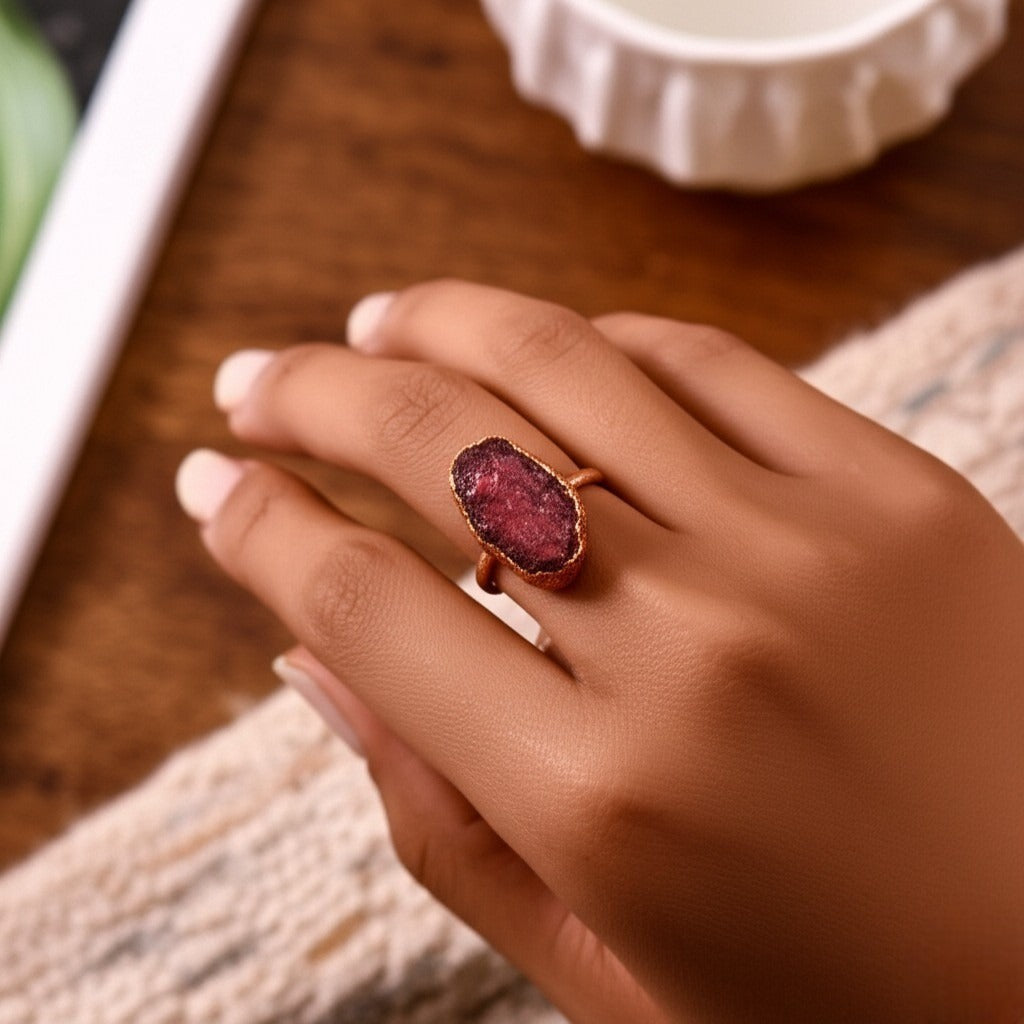 X Large Ruby Ring, Vertical