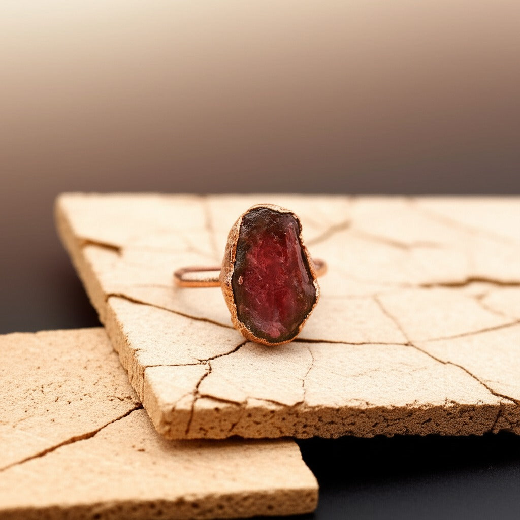 X Large Ruby Ring, Vertical