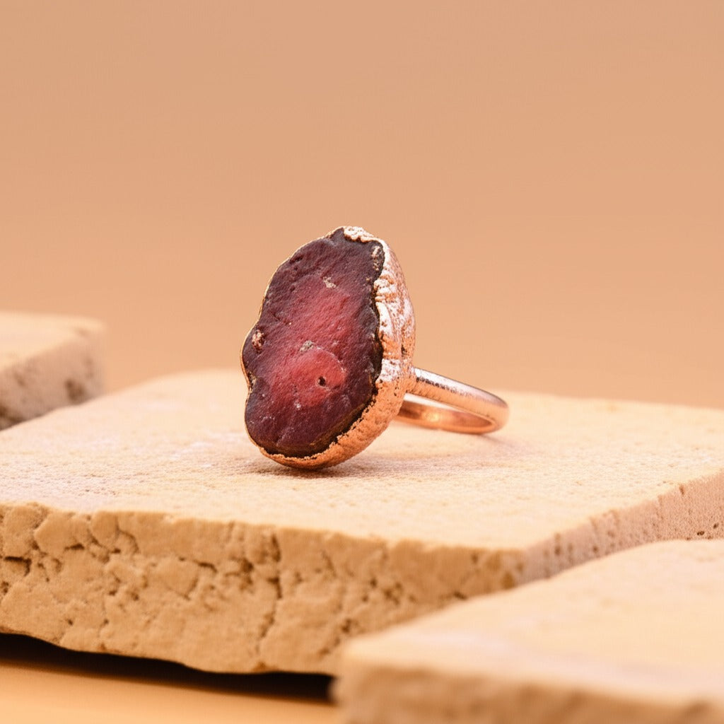 X Large Ruby Ring, Vertical