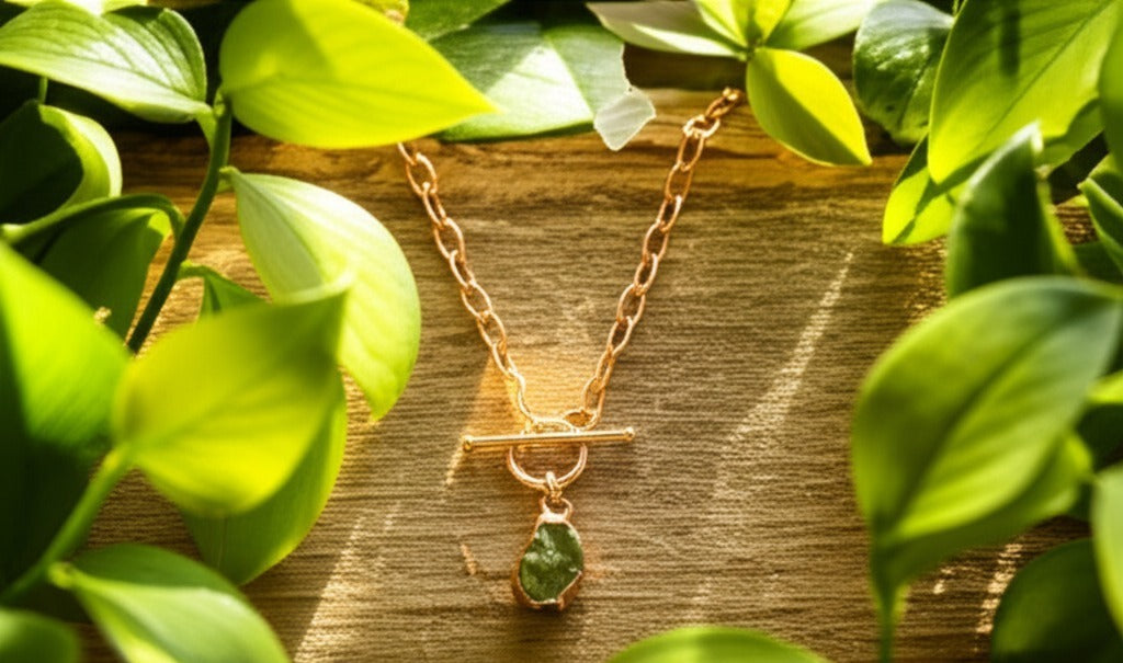 Large Peridot Toggle Clasp Necklace