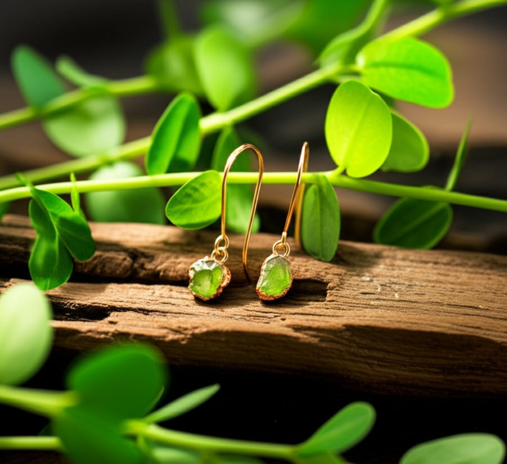 Small Peridot Short Dangly Earrings