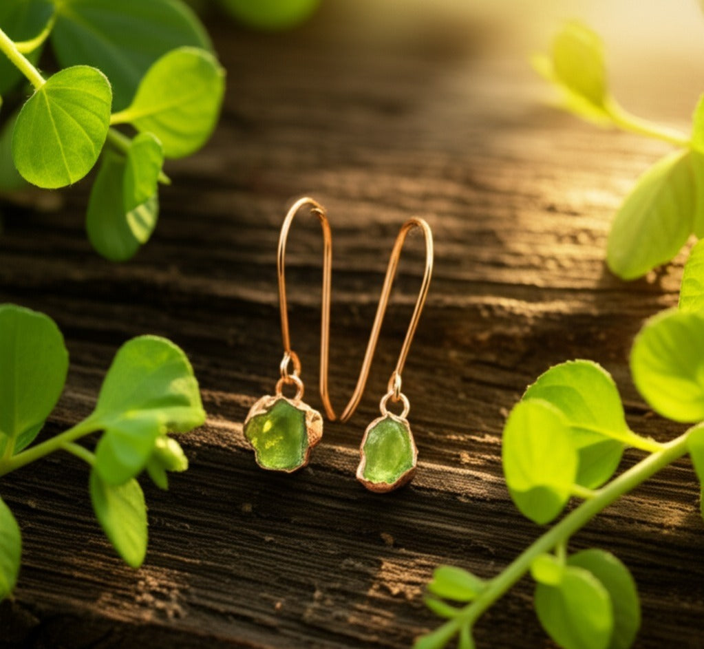 Small Peridot Short Dangly Earrings