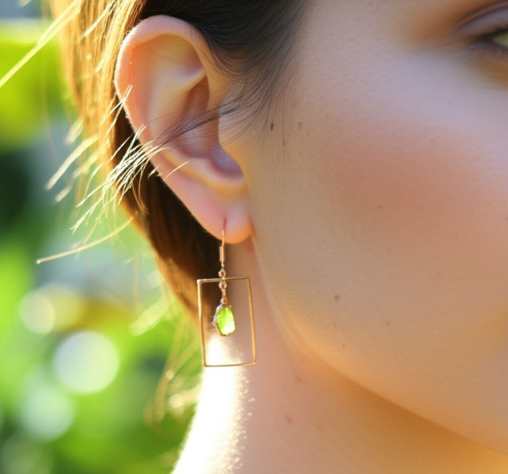 Peridot Rectangle Earrings