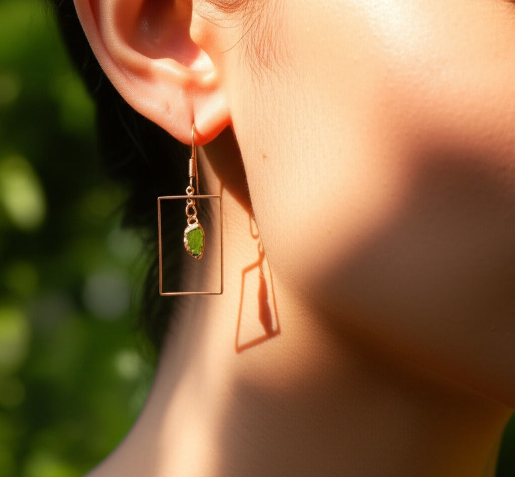 Peridot Rectangle Earrings