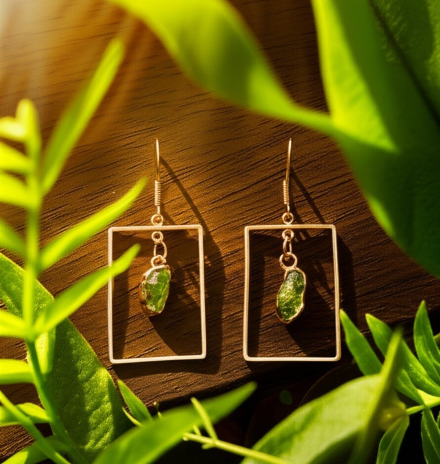 Peridot Rectangle Earrings