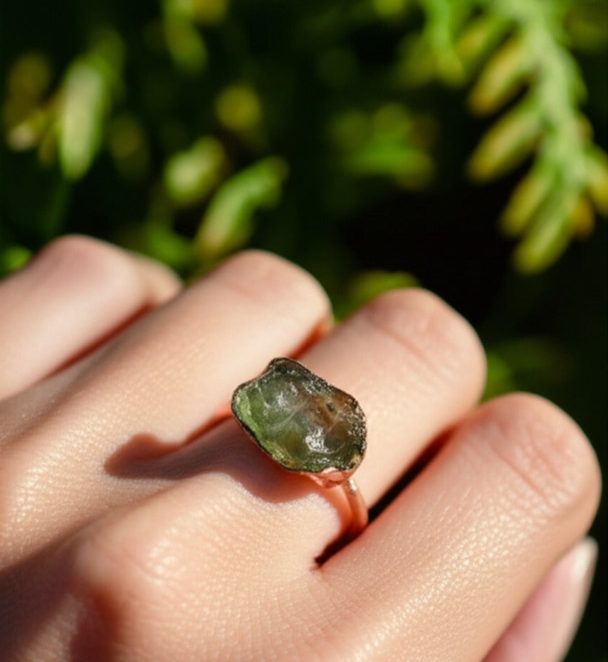 X Large Peridot Ring, Horizontal (August Birthstone)
