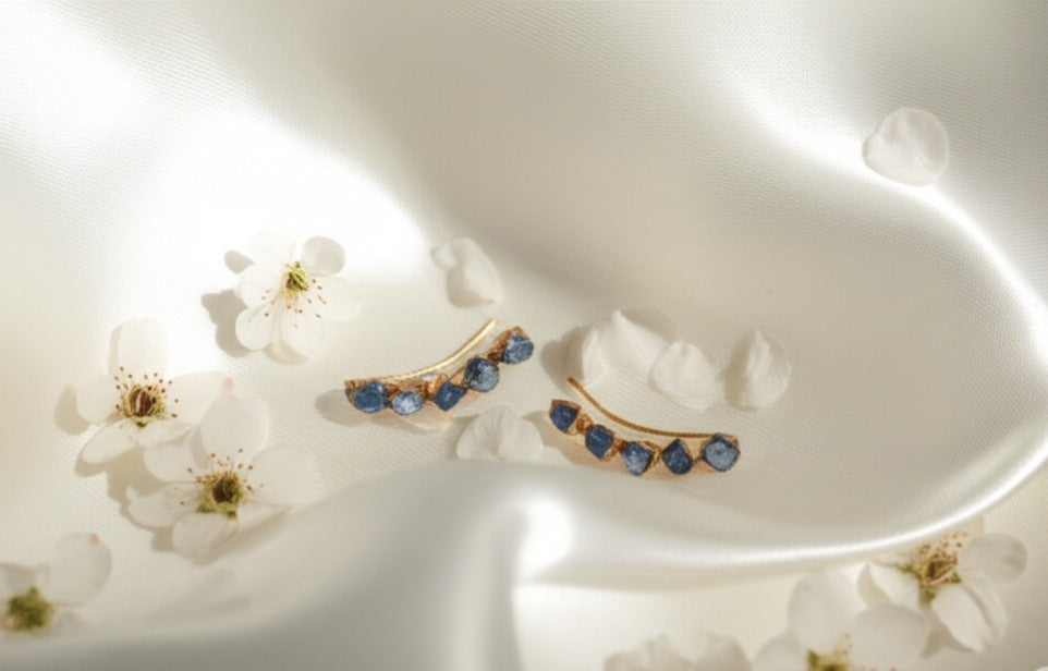 Sapphire Ear Climber Studs