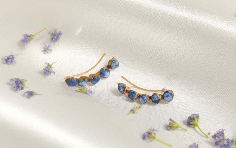 Sapphire Ear Climber Studs