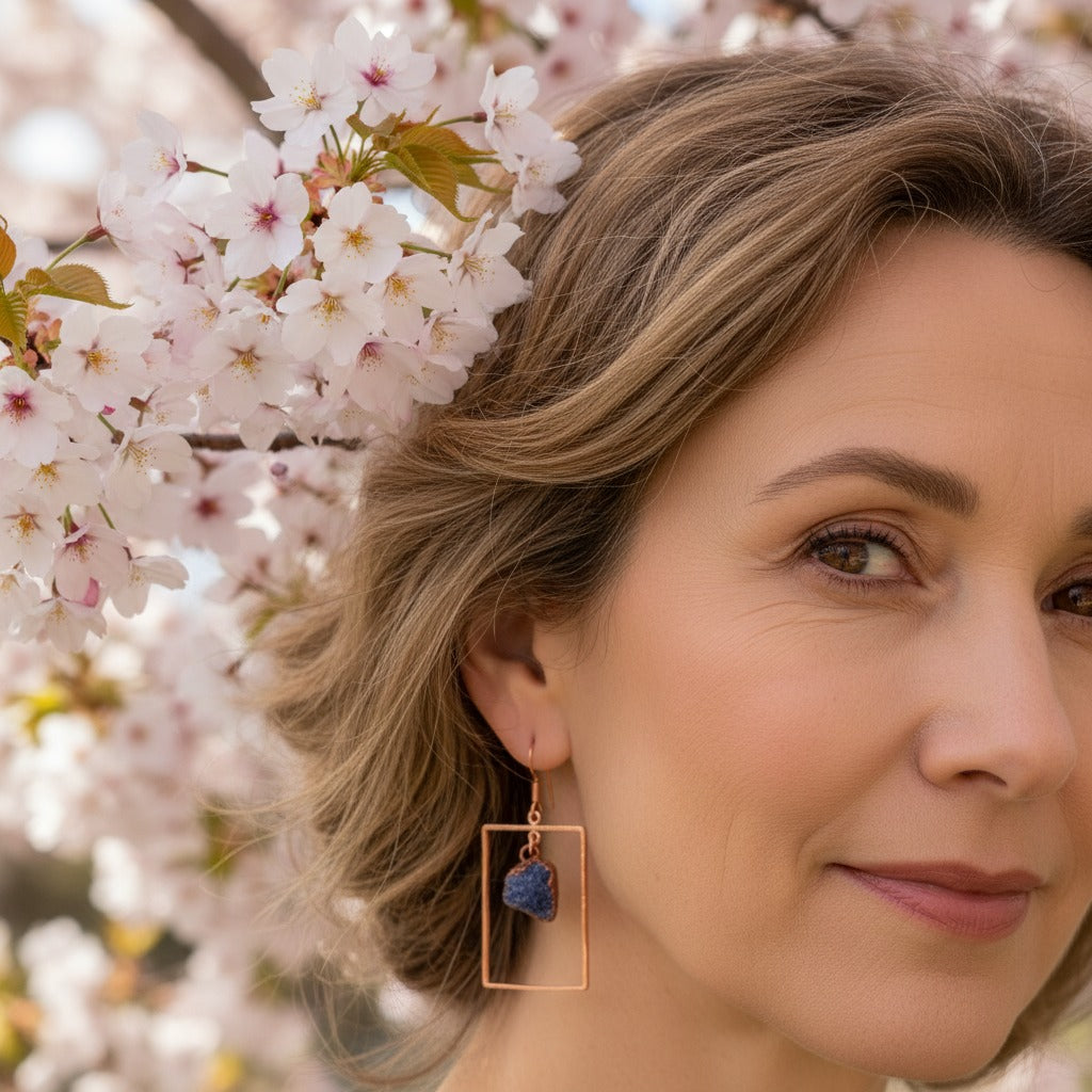 Sapphire Rectangle Earrings