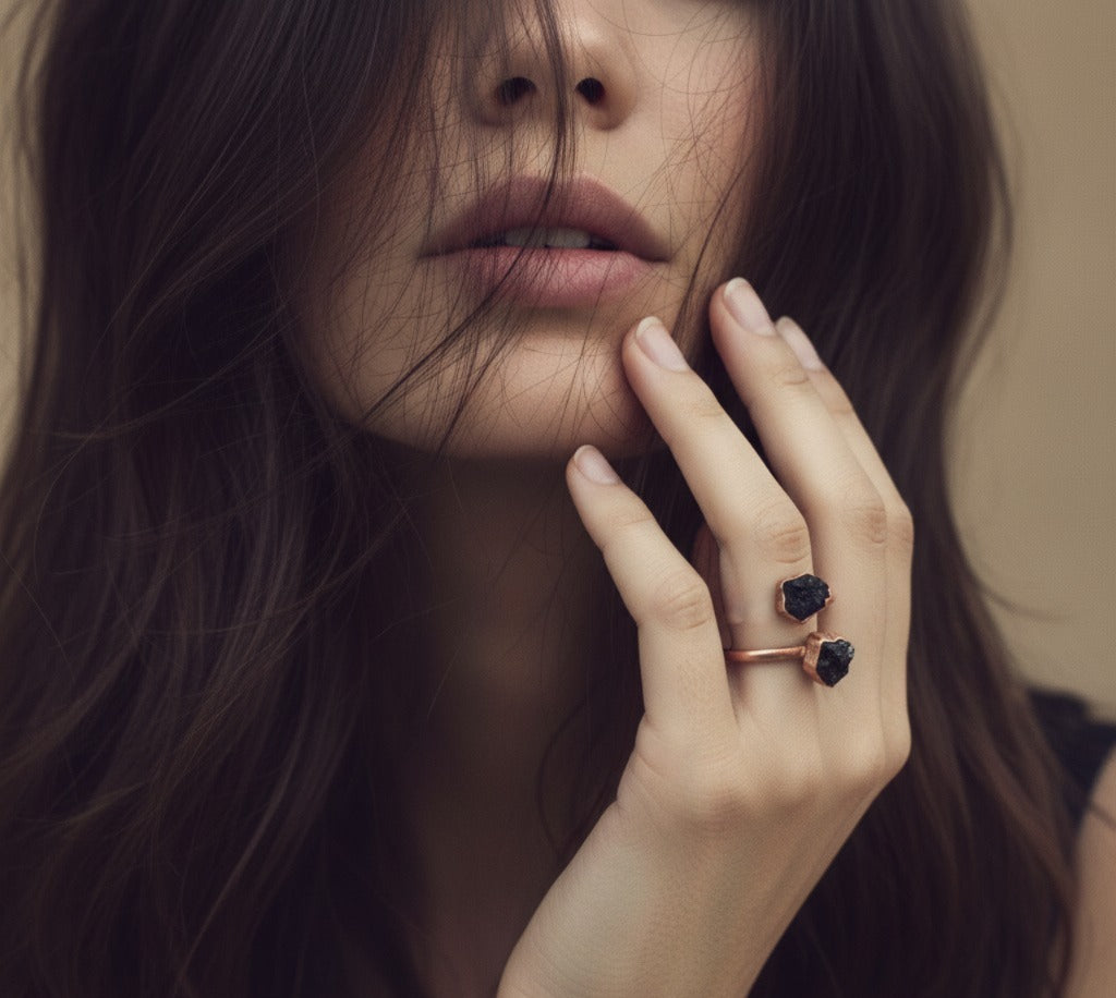 Large Open Black Tourmaline Ring