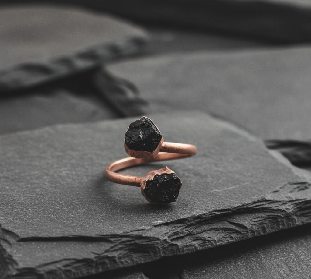 Small Open Black Tourmaline Ring