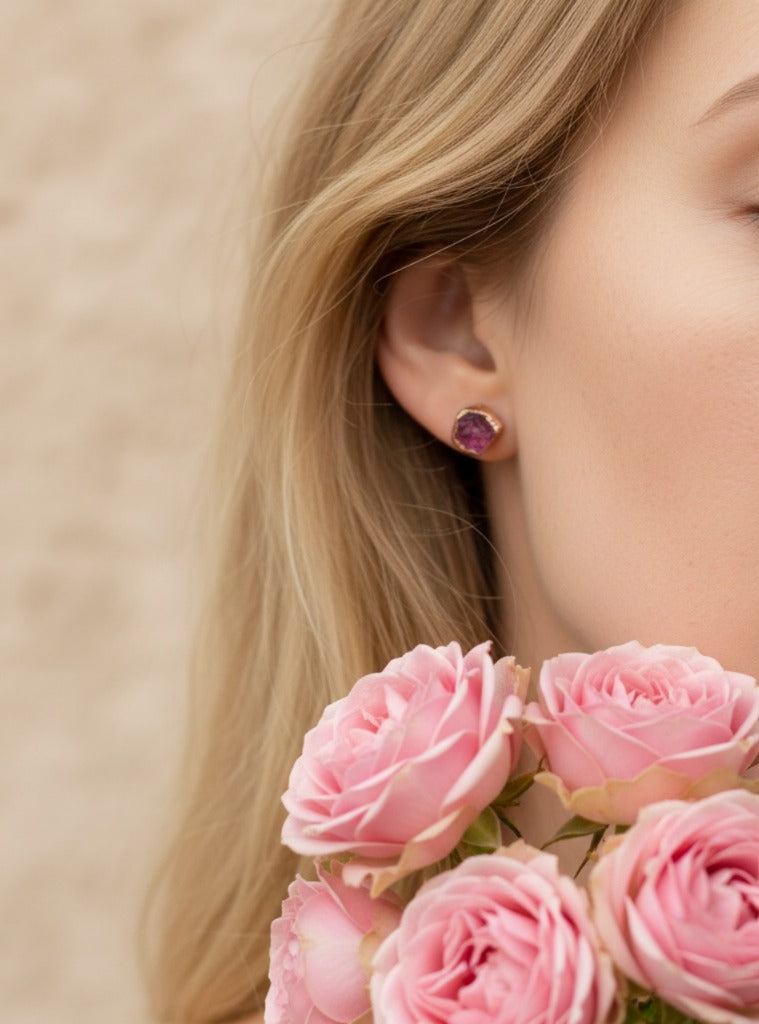 Large Pink Tourmaline Studs