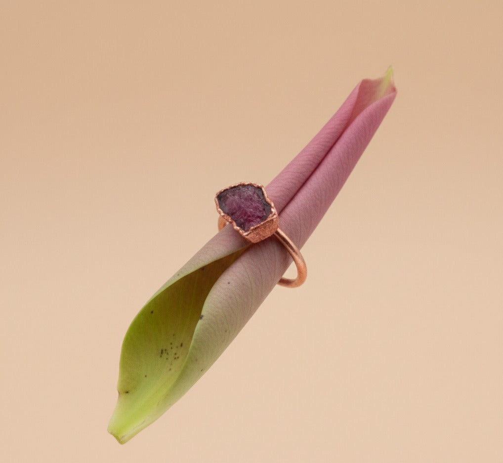 Large Pink Tourmaline Solitaire Ring
