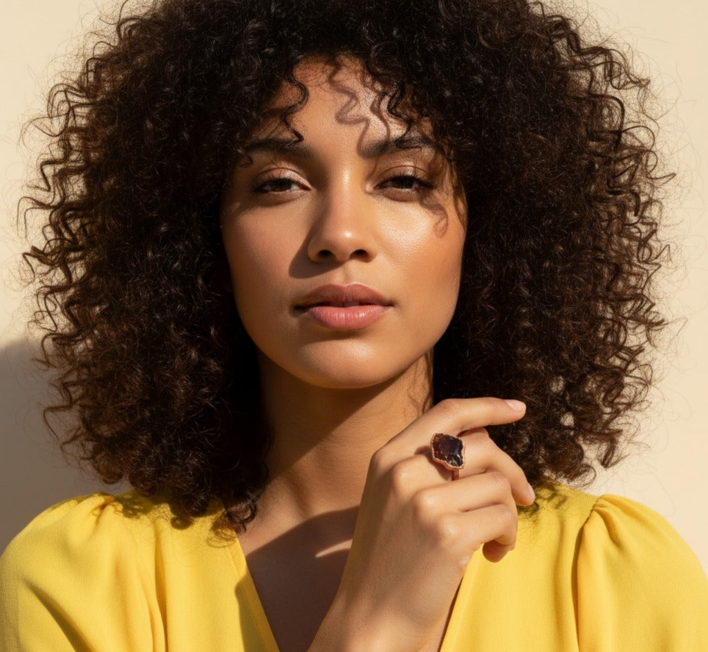 X Large Citrine Solitaire Ring, Horizontal (November birthstone)