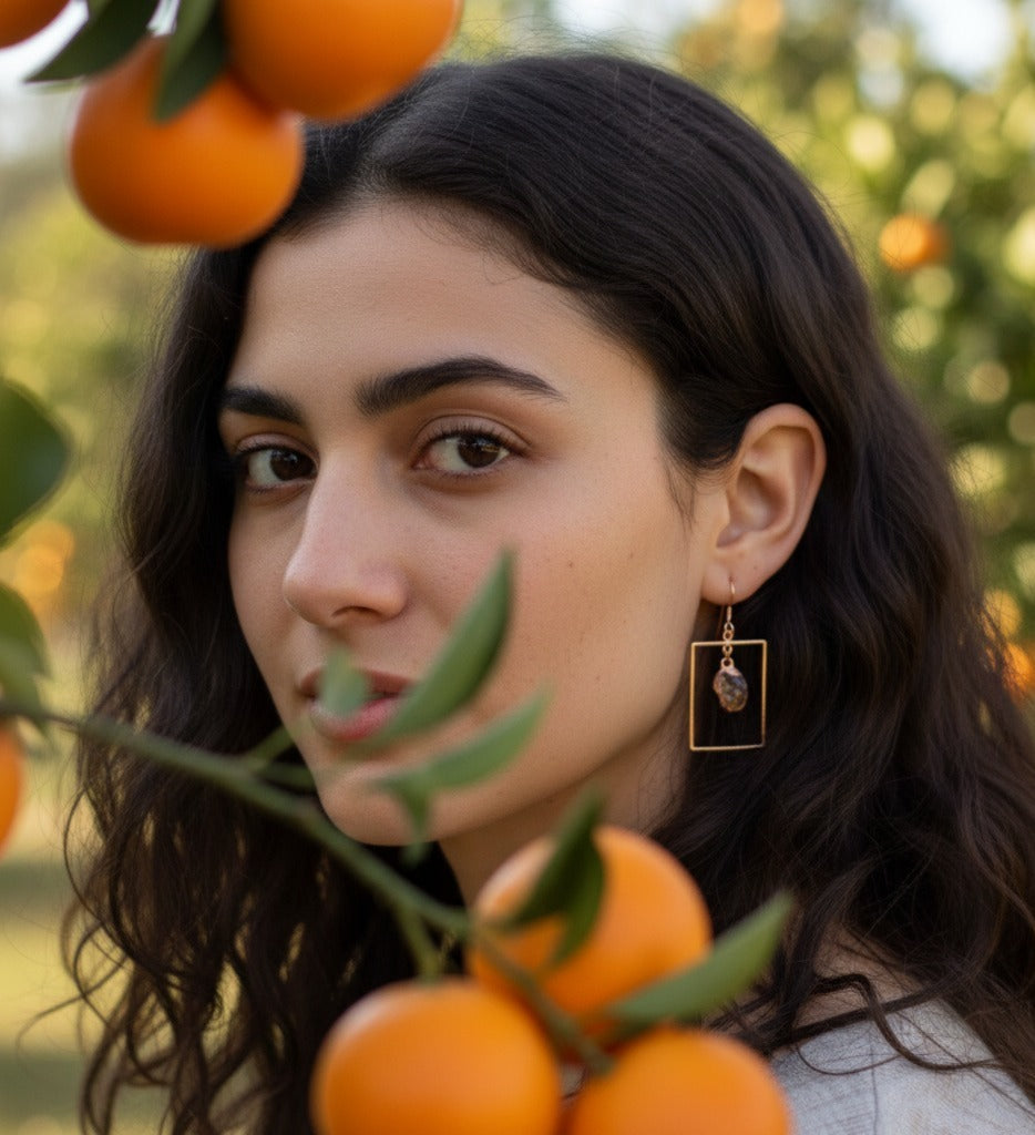 Citrine Rectangle Earrings