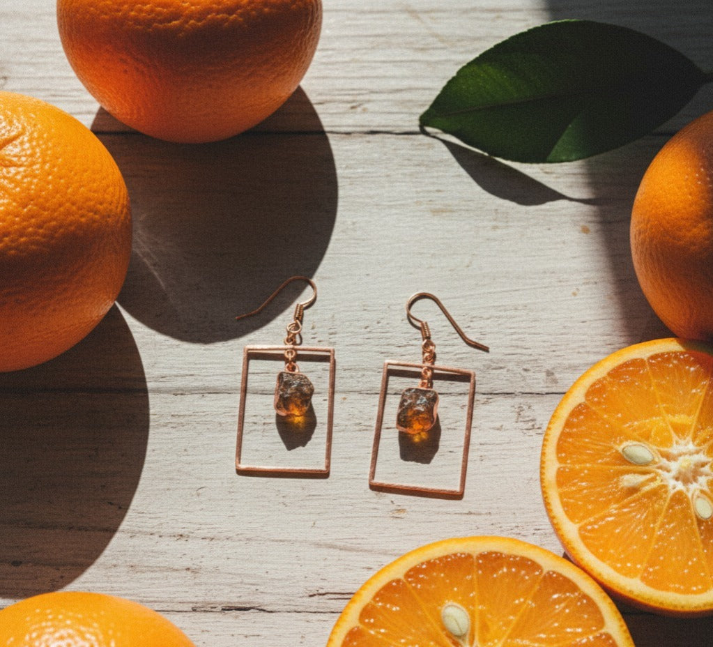 Citrine Rectangle Earrings