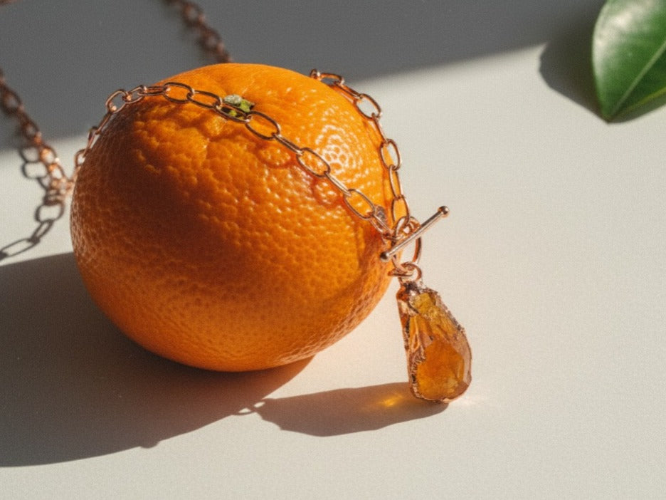 Large Citrine Toggle Clasp Necklace