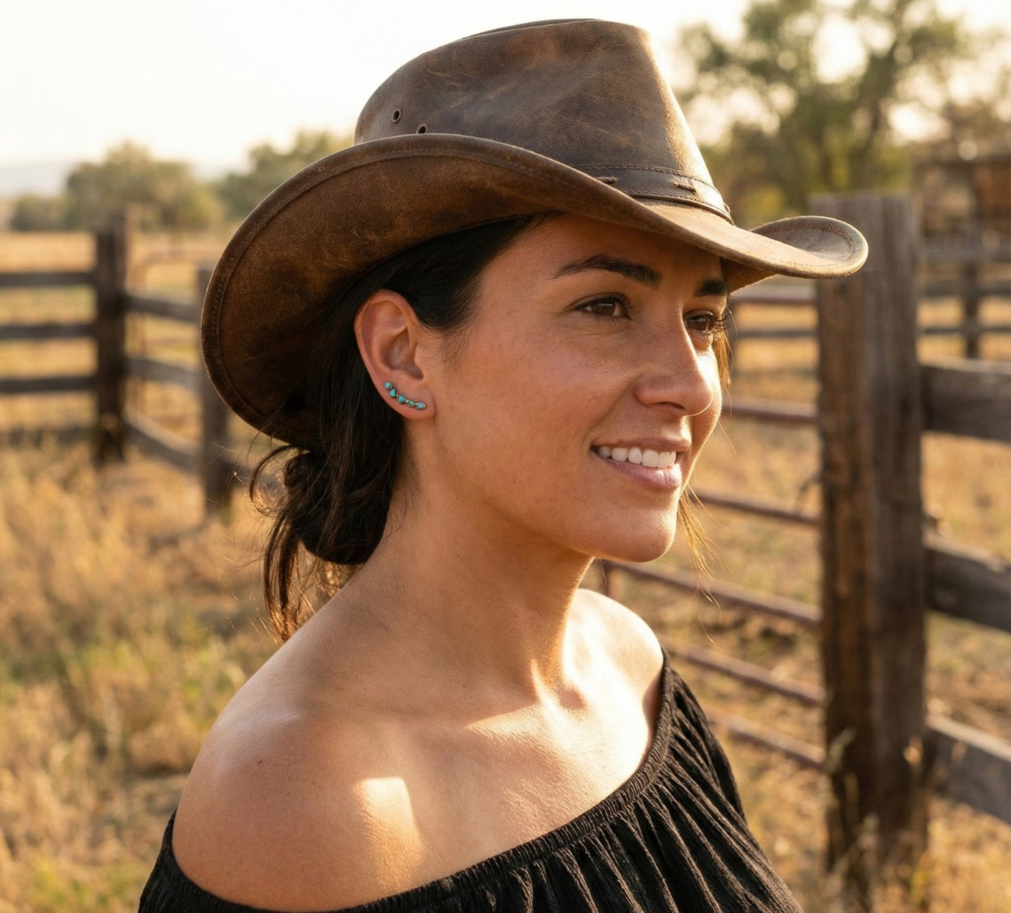 Turquoise Ear Climber Studs