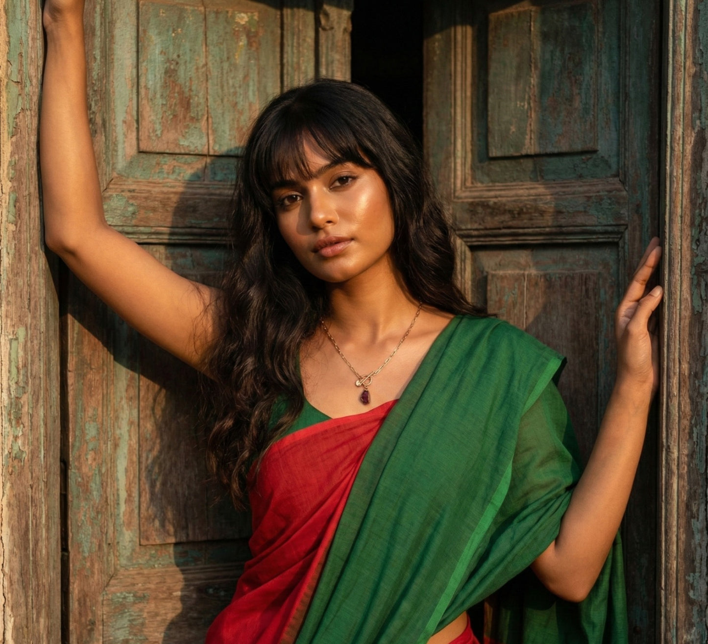 Large Red Garnet Toggle Clasp Necklace