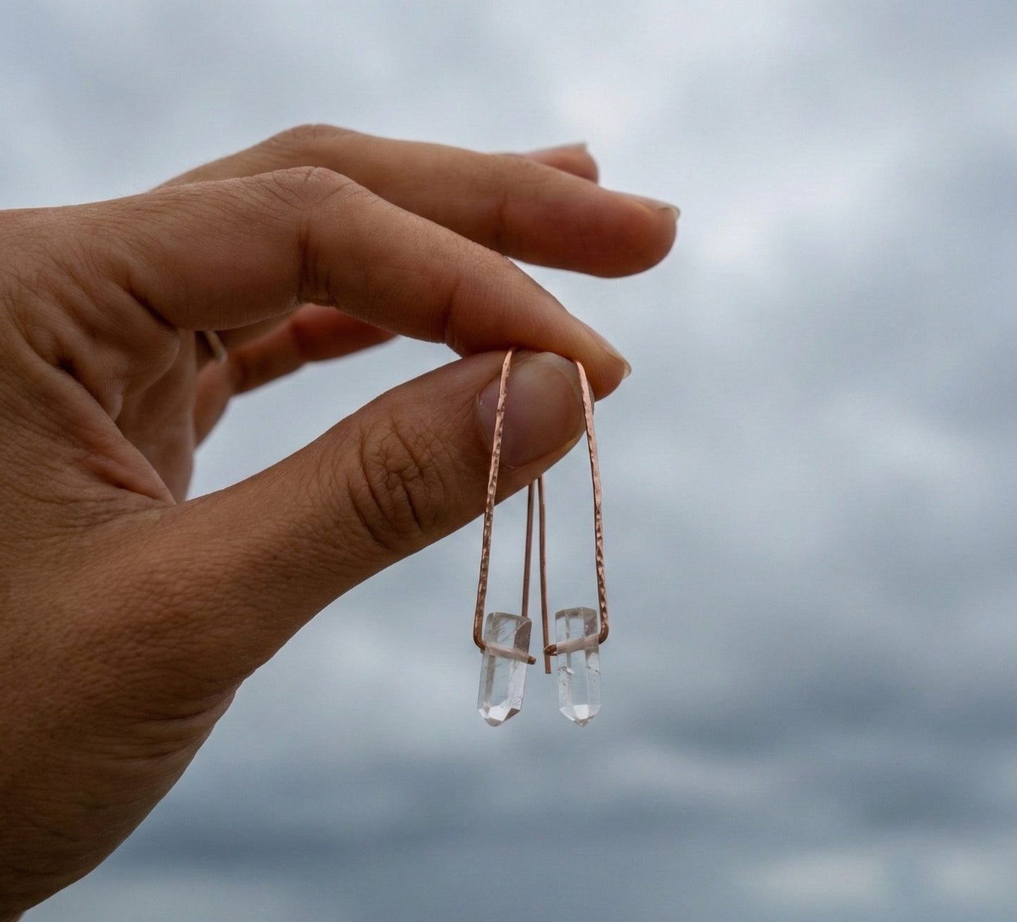Small Hook Gemstone Point Earrings