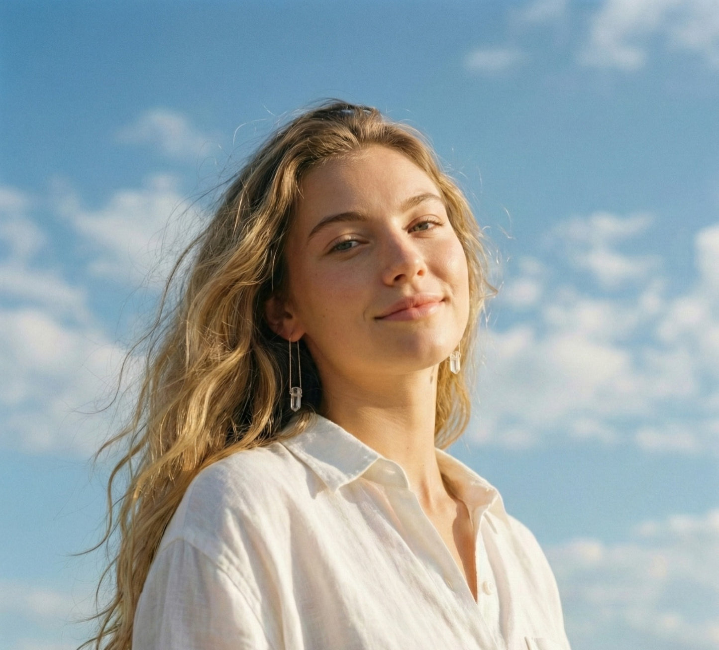 Small Hook Gemstone Point Earrings