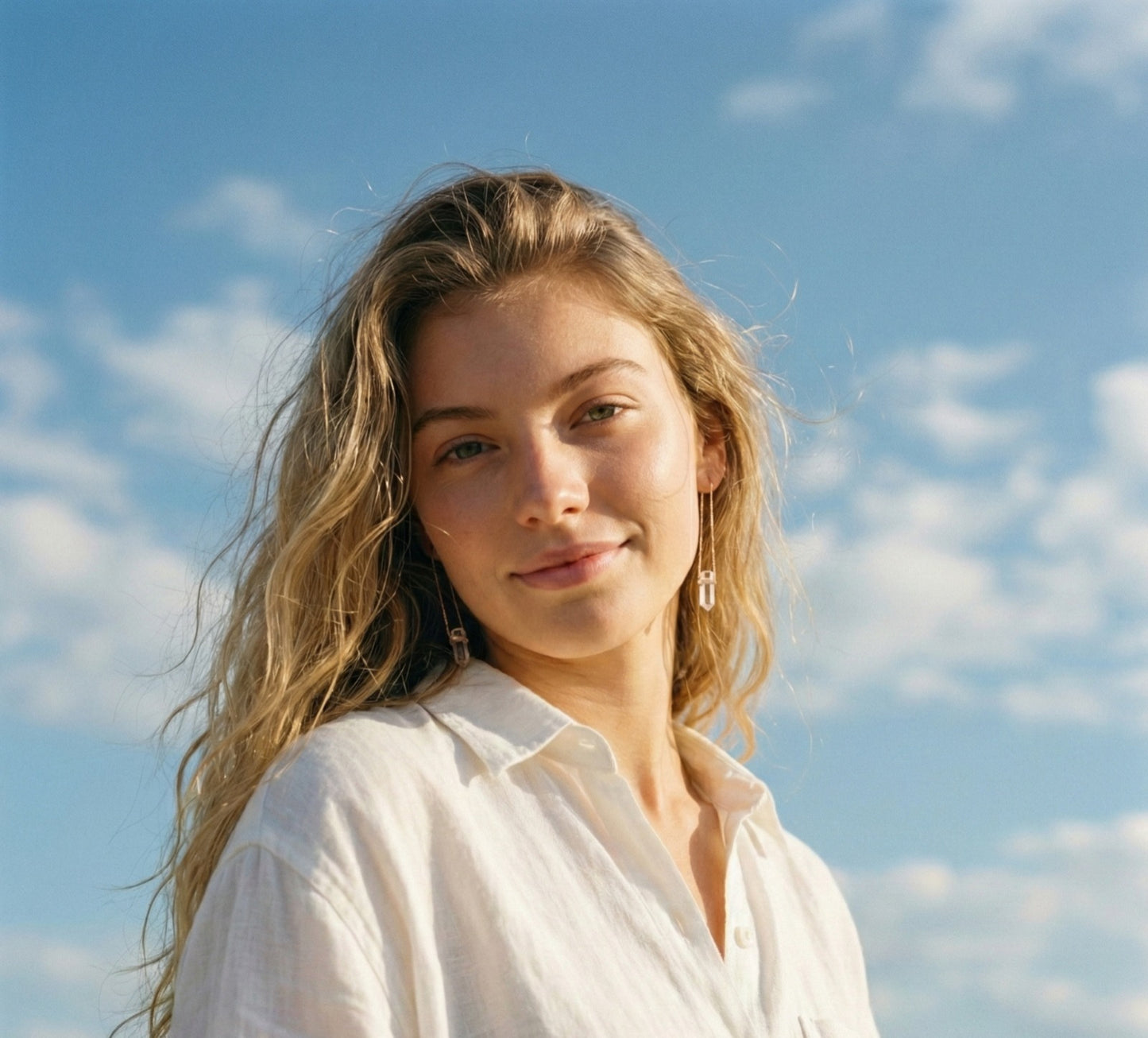 Small Hook Gemstone Point Earrings