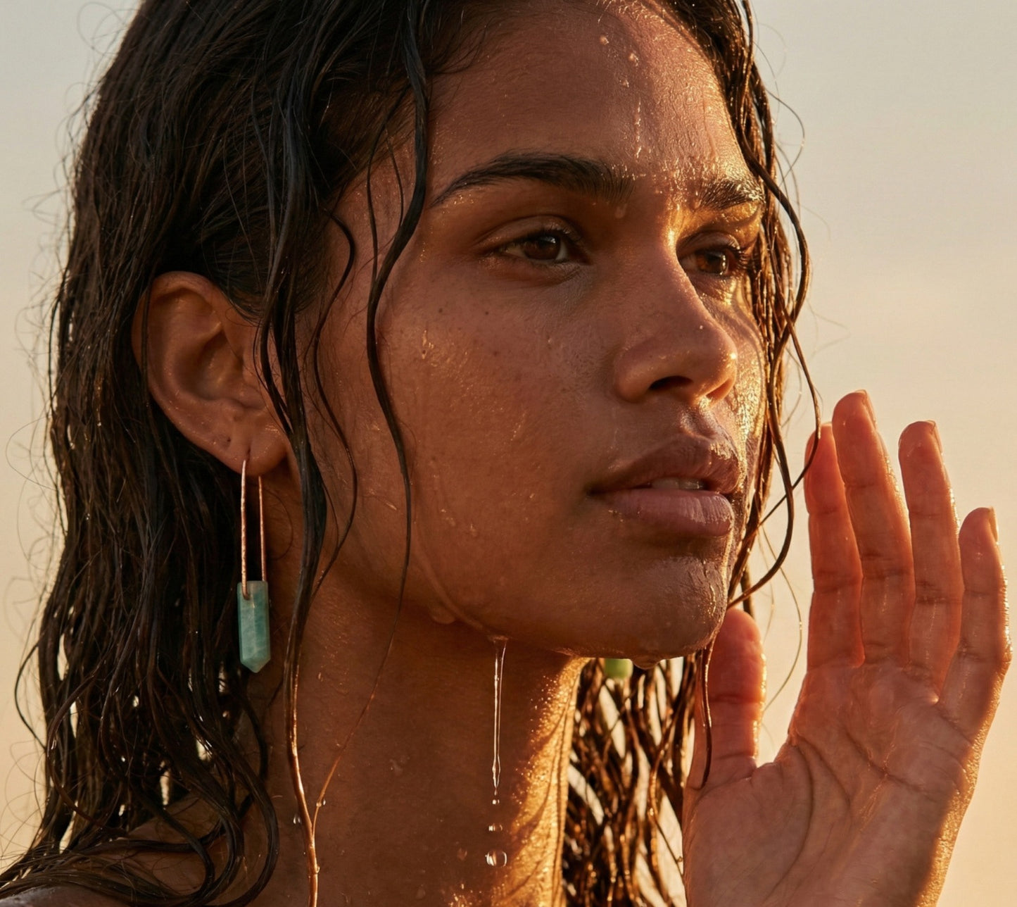 Medium Hook Gemstone Point Earrings