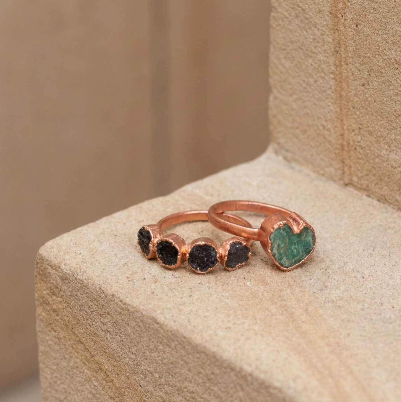 Small Heart Ring and Druzy Eternity Ring Combo