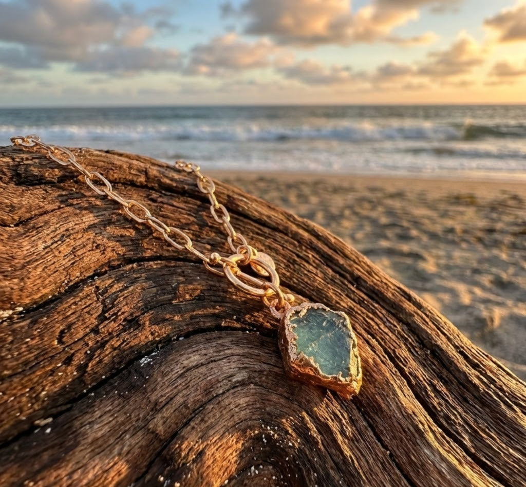 Large Aquamarine Toggle Clasp Necklace