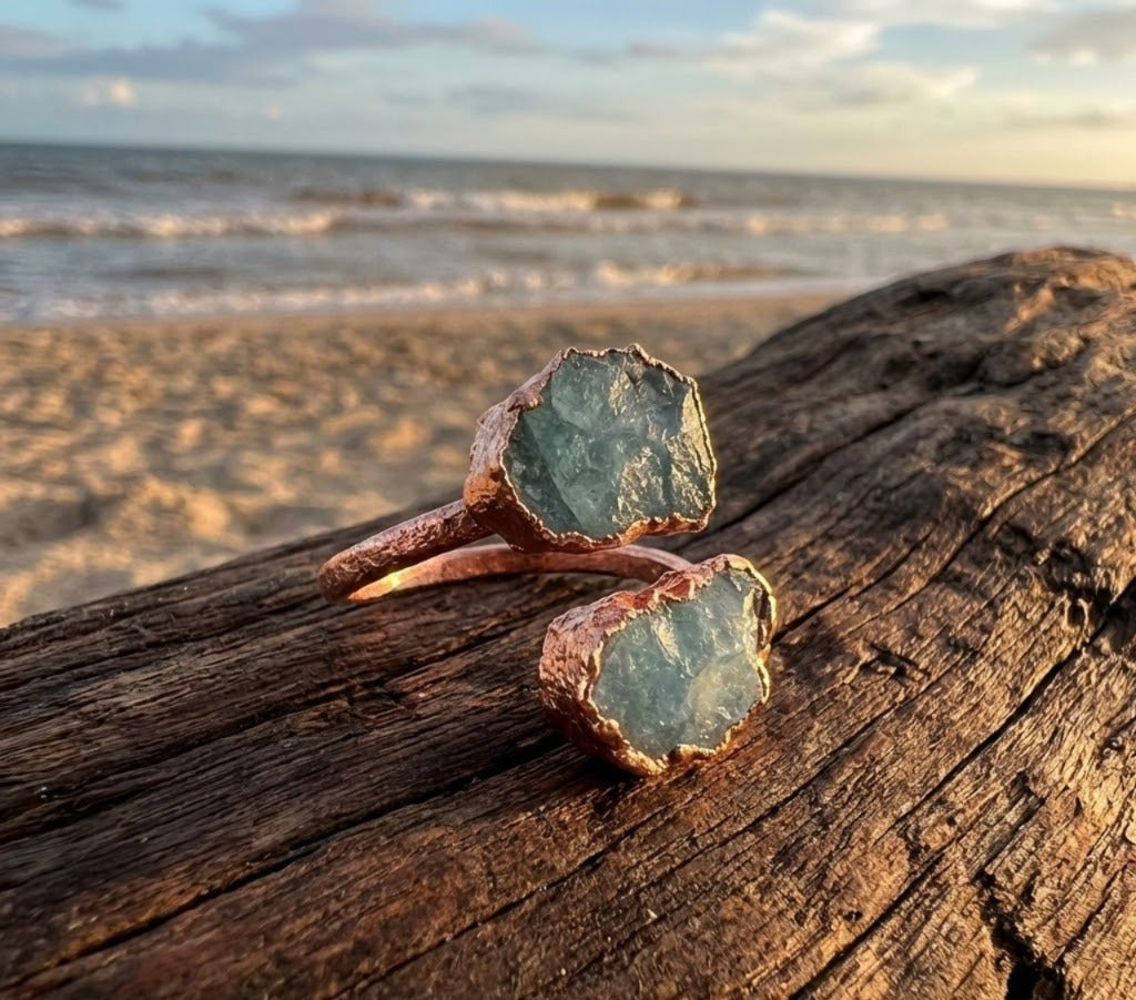 Large Open Aquamarine Ring