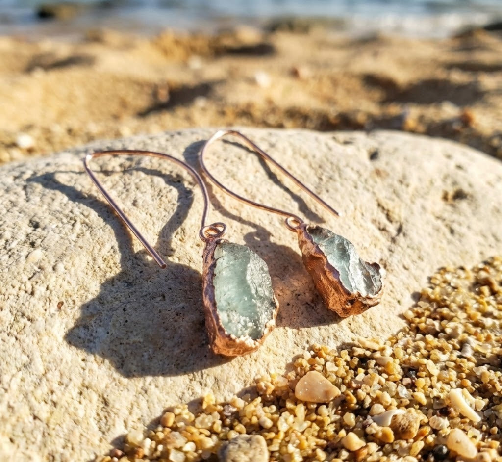 Large Aquamarine Long Dangly Earrings