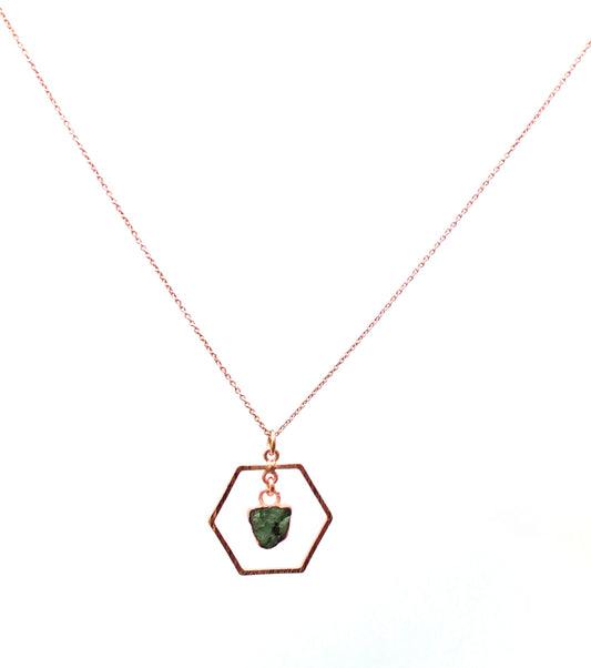 Emerald Hexagon  Necklace